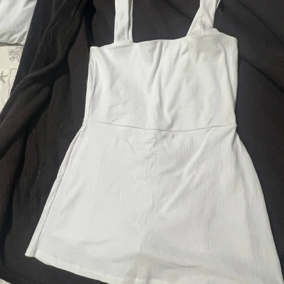 NWT White Rib Square Neck Active Dress with shorts Size xl PINK/Victorias Secret - Picture 2 of 7